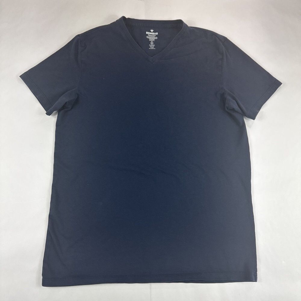 Bombas‎ Pima Cotton V-Neck T-Shirt Mens S Blue Short Sleeve Everyday Tee Preppy